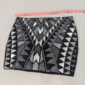 Express black and silver sequin mini skirt